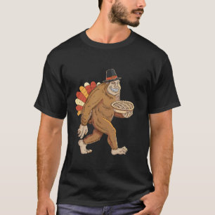 grappige bigfoot sasquatch pelgrim taart kalkoen T T-shirt