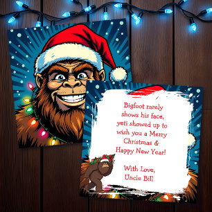 Grappige Bigfoot Sasquatch Yeti Kerstmis Feestdagenkaart