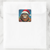 Grappige Bigfoot Sasquatch Yeti Kerstmis Vierkante Sticker (Tas)