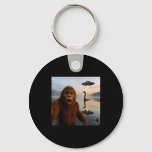Grappige Bigfoot Selfie Met Loch Ness Monster En U Sleutelhanger