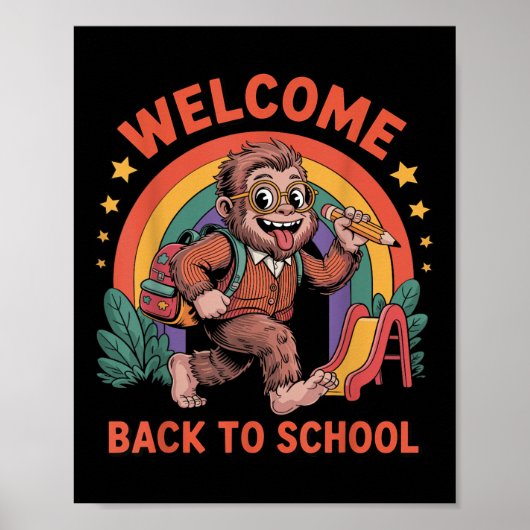 Grappige Bigfoot Terug naar School Kind Bigfoot Ru Poster (Voorkant)