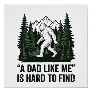 Grappige Bigfoot Vader Vintage Bos T-shirt Ontwerp Perfect Poster