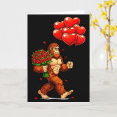 Grappige Bigfoot Valentijnsdag Liefde Harten Sasqu Kaart (Gele Bloem)