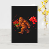 Grappige Bigfoot Valentijnshart Sasquatch Retro Li Kaart (Gele Bloem)