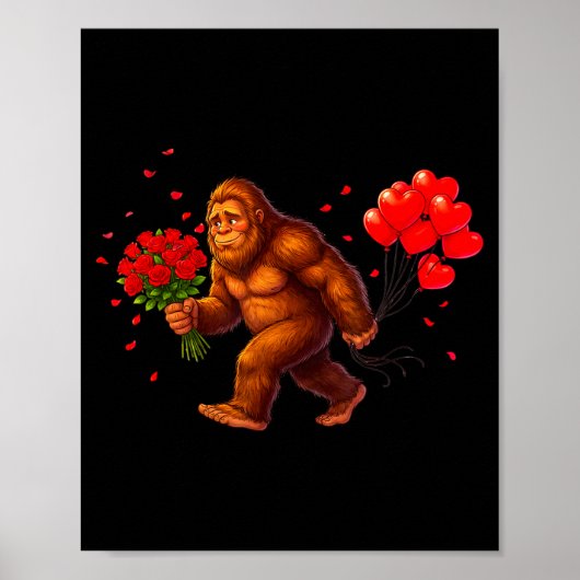Grappige Bigfoot Valentijnshart Sasquatch Retro Li Poster (Voorkant)