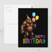 Grappige BigFoot Verjaardag Kaart met Ballonnen (Voorkant / Achterkant)