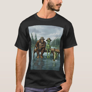 Grappige Bigfoot Vissen Heren Alien Sasquatch Viss T-shirt