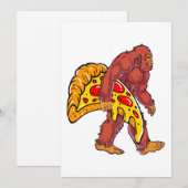 Grappige Bigfoot Wandelen met grote pizza slice Feestdagenkaart (Voorkant / Achterkant)