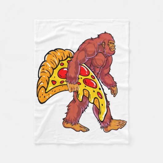 Grappige Bigfoot Wandelen met grote pizza slice Fleece Deken (Voorkant)
