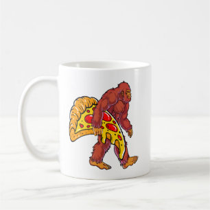 Grappige Bigfoot Wandelen met grote pizza slice Koffiemok