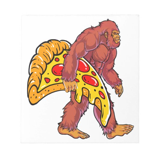 Grappige Bigfoot Wandelen met grote pizza slice Notitieblok (Voorkant)
