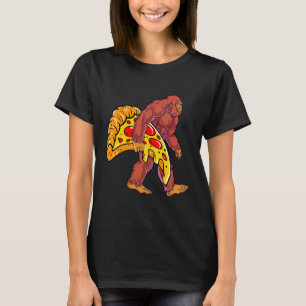 Grappige Bigfoot Wandelen met grote pizza slice T-shirt