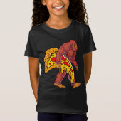 Grappige Bigfoot Wandelen met grote pizza slice T-shirt (Voorkant)