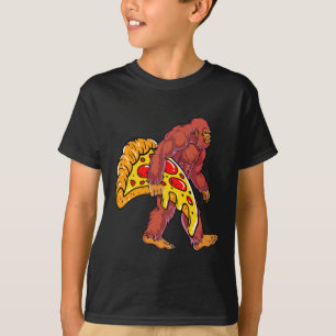 Grappige Bigfoot Wandelen met grote pizza slice T-shirt