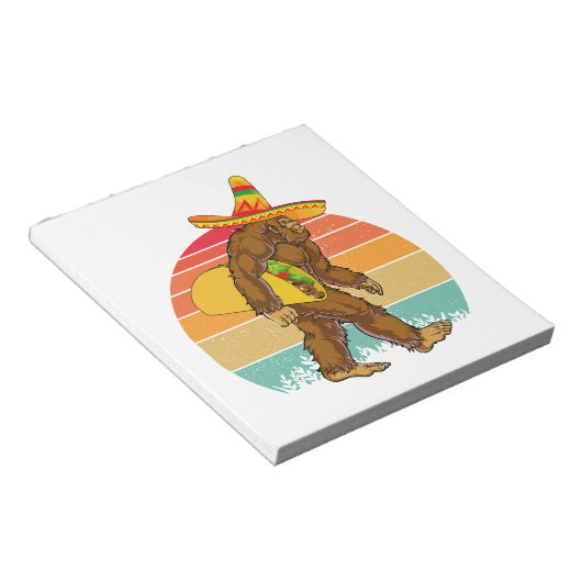 Grappige Bigfoot Wandelen met Grote Taco Notitieblok (Schuin)