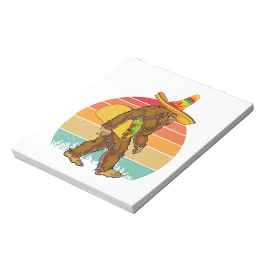 Grappige Bigfoot Wandelen met Grote Taco Notitieblok (Linkerzijde)