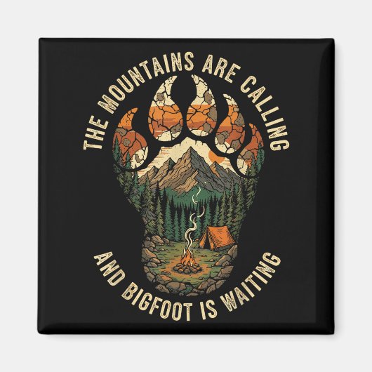 Grappige Bigfoot Wandelteam Sasquatch Kamperen Nat Magneet (Voorkant)