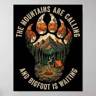 Grappige Bigfoot Wandelteam Sasquatch Kamperen Nat Poster