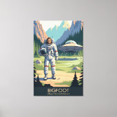 Grappige Bigfoot WPA Reisgids Canvas Afdruk (Voorkant)