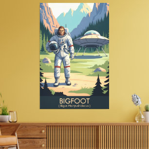 Grappige Bigfoot WPA Reisgids Canvas Afdruk