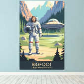 Grappige Bigfoot WPA Reisgids Canvas Afdruk (Insitu (Houten vloer))