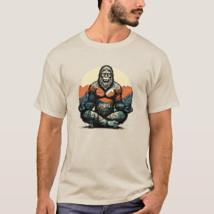 Grappige Bigfoot Yoga Meditatie Humor Gelovige T-s T-shirt
