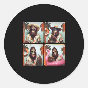 Grappige Bigfoot zomervakantie Photobooth Funny SA Ronde Sticker