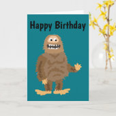 Grappige Bigfoot zwaaien met originele kunst Kaart (Gele Bloem)