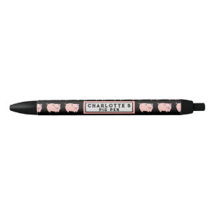 Grappige biggenstal zwarte inkt pen