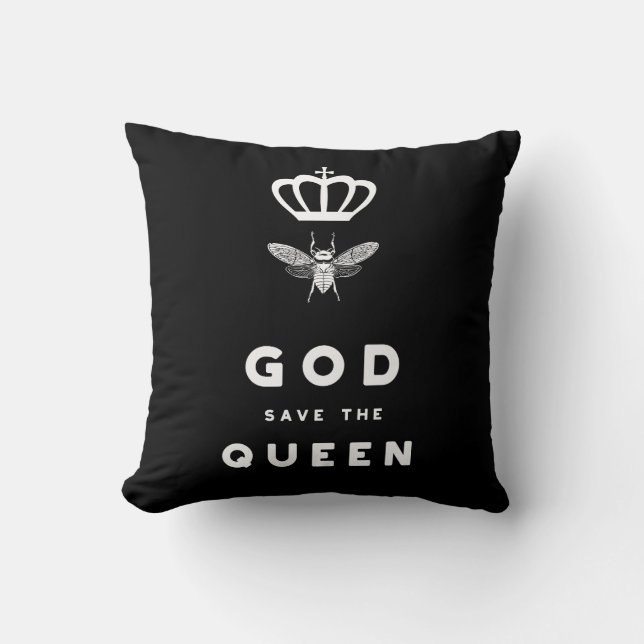 Grappige Bij. God Save the Queen. Nerdy Humor Kussen (Voorkant)