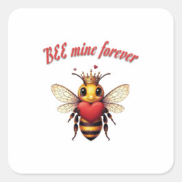 Grappige Bij Punt Valentijn  Vierkante Sticker