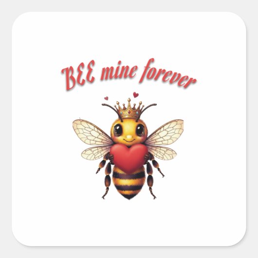 Grappige Bij Punt Valentijn  Vierkante Sticker (Voorkant)