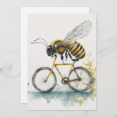 Grappige bij rijden op een fiets waterverf tekenin aankondiging (Voorkant / Achterkant)