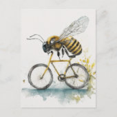 Grappige bij rijden op een fiets waterverf tekenin briefkaart (Voorkant)