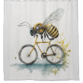Grappige bij rijden op een fiets waterverf tekenin douchegordijn (Voorkant)