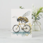 Grappige bij rijden op een fiets waterverf tekenin feestdagenkaart (Staand voorkant)
