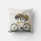 Grappige bij rijden op een fiets waterverf tekenin kussen (Voorkant)