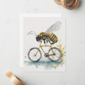 Grappige bij rijden op een fiets waterverf tekenin notitiekaartje (Voorkant / Achterkant in situ)