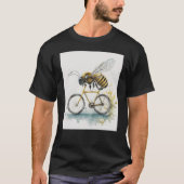 Grappige bij rijden op een fiets waterverf tekenin t-shirt (Voorkant)