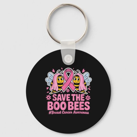 Grappige Bijen Ghost Boo Borstkanker Bewustzijn Ro Sleutelhanger (Voorkant)