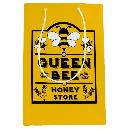 Grappige bijenhoning koningin bij medium cadeauzakje (Voorkant)