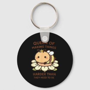 Grappige bijenkoningin liefhebber meme kawaii grap sleutelhanger