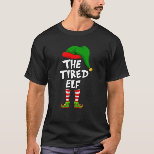 Grappige bijpassende familie kerst de vermoeide el t-shirt (Voorkant)