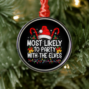 Grappige bijpassende kerst meest waarschijnlijke f metalen ornament