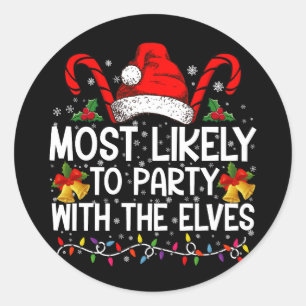 Grappige bijpassende kerst meest waarschijnlijke f ronde sticker