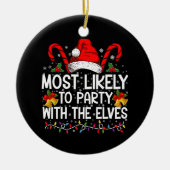 Grappige bijpassende Kerstmis het meest waarschijn Keramisch Ornament (Voorkant)