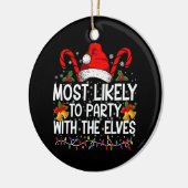 Grappige bijpassende Kerstmis het meest waarschijn Keramisch Ornament (Links)