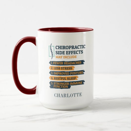 Grappige bijwerkingen van chiropractie grap cadeau mok (Links)