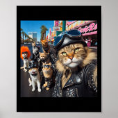 Grappige Biker Cats Gangster Cats Street Motorcycl Poster (Voorkant)