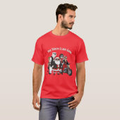 Grappige Biker Kerstman Bende | Rock and Roll T-shirt (Voorkant volledig)